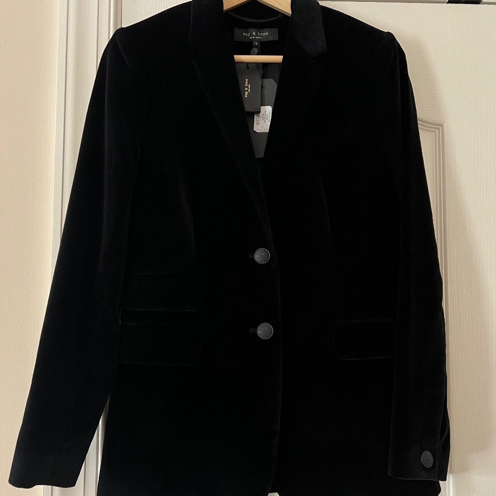 Rag & Bone Rona Blazer NWT Black Velvet velour